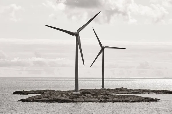 Wind turbines in the baltic sea. Renewable energy. Finland