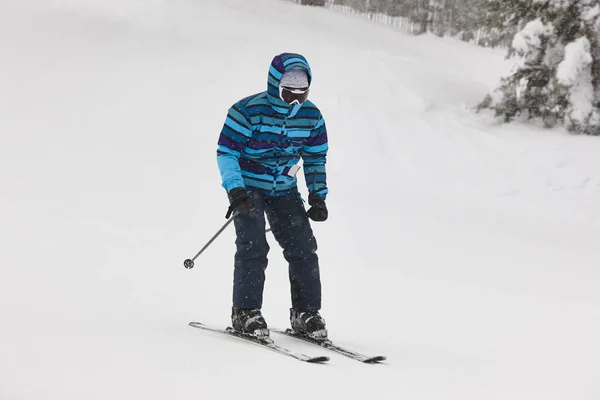 Ski sur un paysage de forêt de neige. Sport d'hiver — Photo
