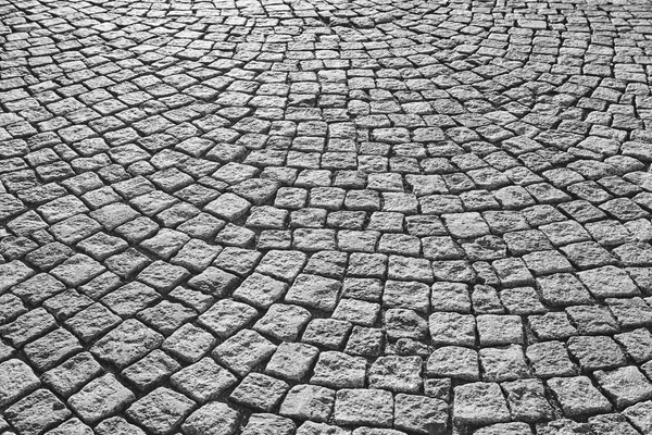 Street paving stone in black and white. Urban sidewalk