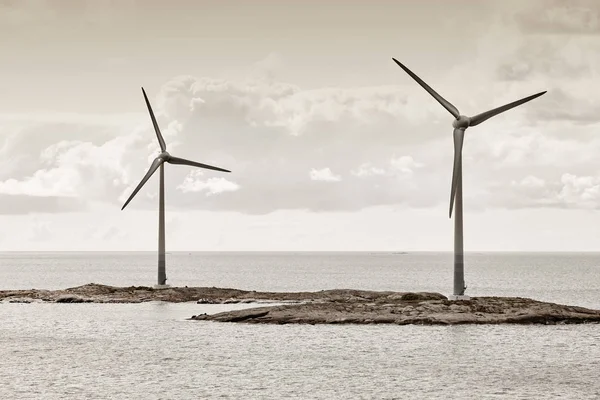 Wind turbines in the baltic sea. Renewable energy. Finland — Stock Photo, Image