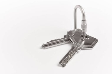 Beyaz arka plan üzerinde tuşları ile anahtarlık. Kira