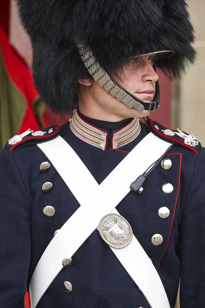 Sentinella della Guardia Reale danese. Copenhaguen turismo punto di riferimento cerem — Foto Stock