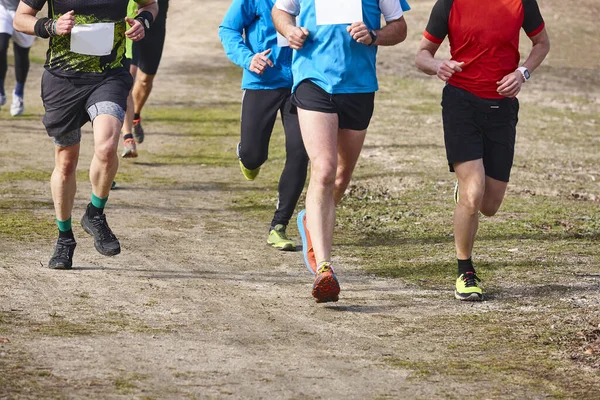 Atravessar País Corredores Uma Corrida Estilo Vida Ativo Saudável Livre — Fotografia de Stock