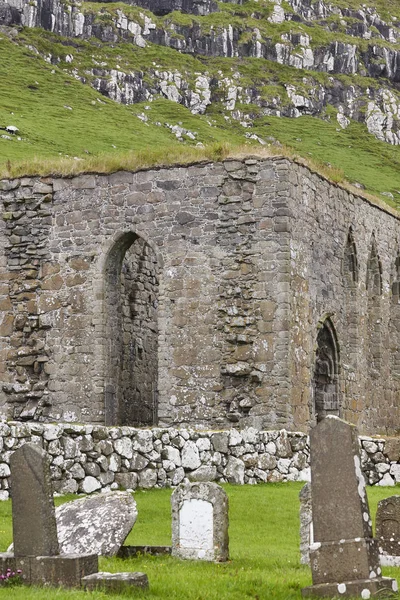 Starobylé Faerské Ostrovy Kamenný Kostel Kirkjubour Faerské Kulturní Dědictví — Stock fotografie