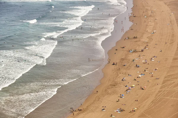 Spaanse Zandkust Met Surfers Sopelana Baskenland Spanje — Stockfoto