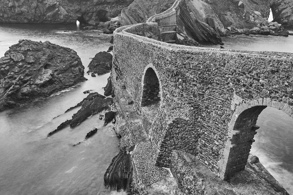 Zonsondergang Dramatische Kustlijn Spanje Kapel Van San Juan Gaztelugatxe — Stockfoto