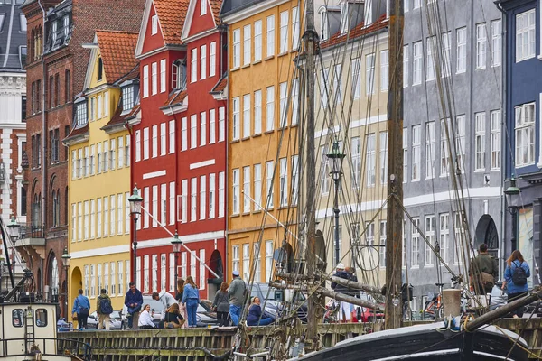 Het Centrum Van Copenhaguen Nyhavn Canal Cityscape Kleurrijke Historische Gebouwen — Stockfoto