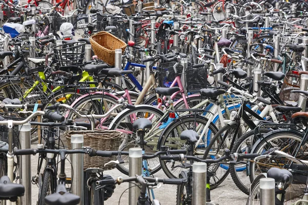 Downtown Urban Parking Lot Bikes Copenhague Ecology Transport — Stock Photo, Image