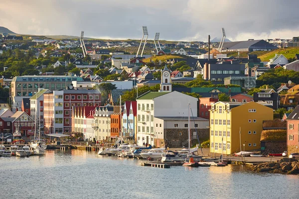 Torshavn Città Città Porto Nelle Isole Feroe Pittoresche Vecchie Case — Foto Stock