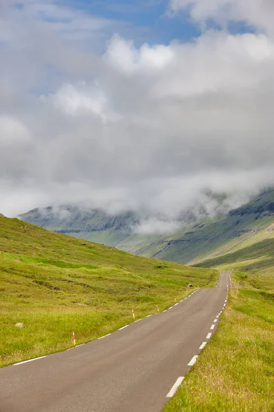 Färöer Inseln Alte Straße Umgeben Von Einer Grünen Fjordlandschaft Dänemark — Stockfoto