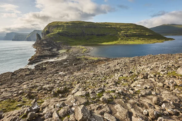 Islas Feroe Costa Dramática Zona Vagar Senderismo Archipiélago Faroe —  Fotos de Stock