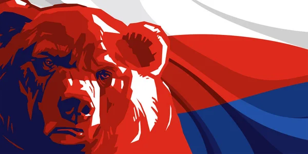 Kızgın ayı karşı ve Rus bayrağı — Stok Vektör