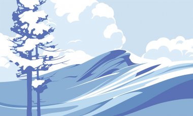 Blue mountains with snow against the blue sky clipart