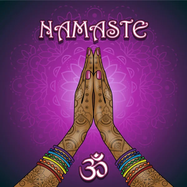 Namaste Om  Yoga — Vettoriale Stock