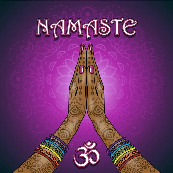 Namaste Om  Yoga — Vector de stoc