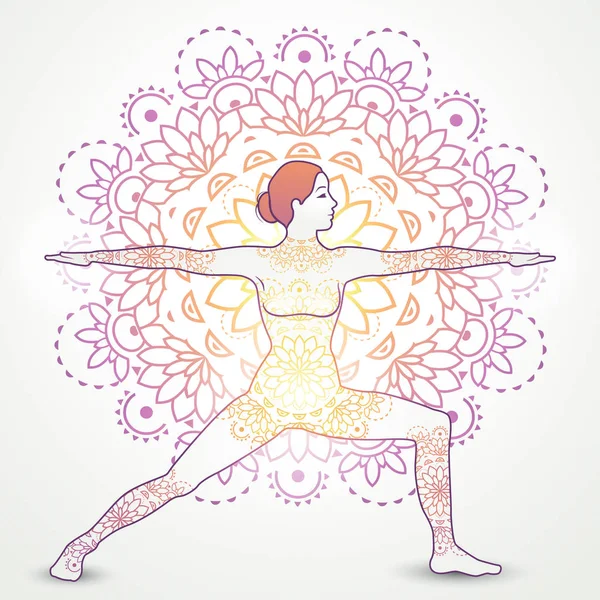 Virabhadrasana II Decoración — Vector de stock