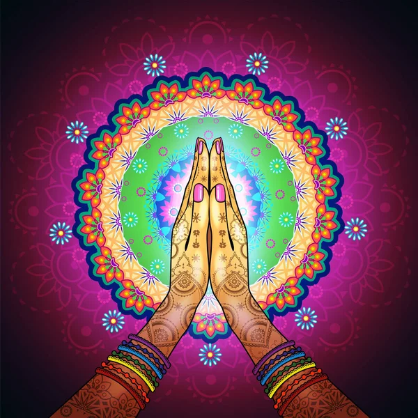 Namaste Mandala瑜伽 — 图库矢量图片