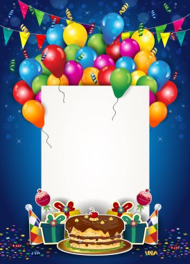 Balloons and Confetti With Ticket for Birthday clipart
