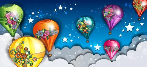 Bannière montgolfières — Image vectorielle