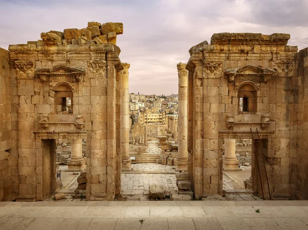 Escadas Para Templo Ártemis Jerash Jordânia Ruínas Antiga Cidade Romana — Fotografia de Stock