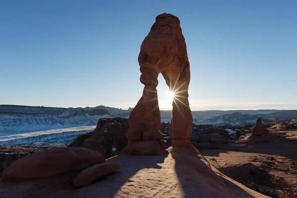Delikátní Oblouk Zimě Národní Park Arches Utah — Stock fotografie
