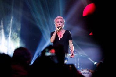 Yeni York City, Ny, Amerika Birleşik Devletleri - 13 Mayıs 2018: Diana Arbenina ve gece keskin nişancılar, NYC sahne 48 Rus rock grubu