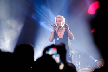 Yeni York City, Ny, Amerika Birleşik Devletleri - 13 Mayıs 2018: Diana Arbenina ve gece keskin nişancılar, NYC sahne 48 Rus rock grubu