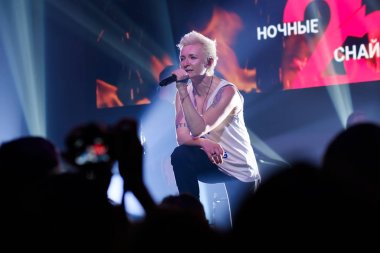 Yeni York City, Ny, Amerika Birleşik Devletleri - 13 Mayıs 2018: Diana Arbenina ve gece keskin nişancılar, NYC sahne 48 Rus rock grubu