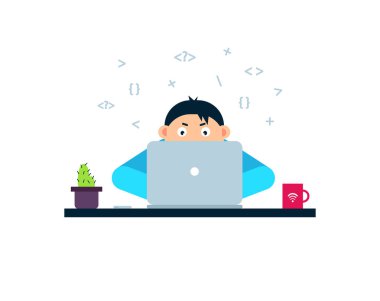 Programcı kod vektörü dizüstü bilgisayar adamı