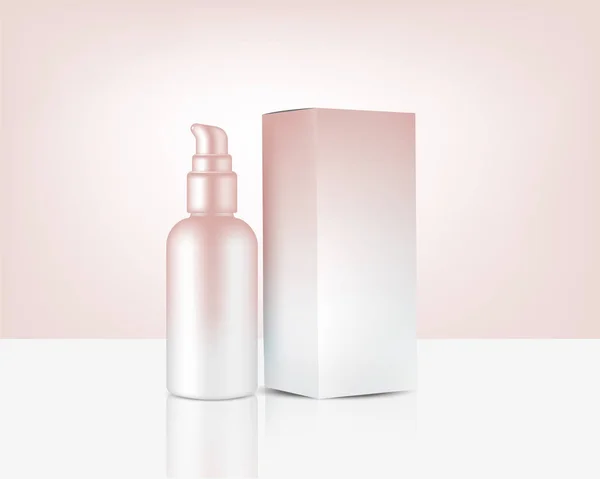 Sprühflaschenpumpe Attrappe Realistische Roségold Kosmetik Und Box Für Hautpflege Produkt — Stockvektor