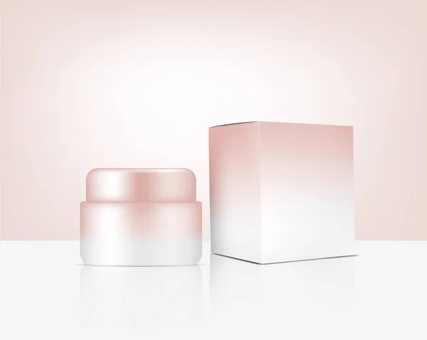 Jar Mock Realistic Rose Gold Cosfixing Box Skincare Product Background — 图库矢量图片