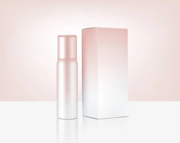 Sprühflaschenpumpe Attrappe Realistische Roségold Kosmetik Und Box Für Hautpflege Produkt — Stockvektor