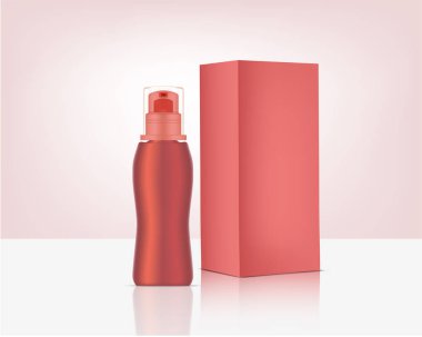 Spray Şişe Pompası Gerçekçi Organik Kozmetik ve Cilt Ürünleri için Kutu Çizimi. Sağlık ve Tıp Konsepti Tasarımı.