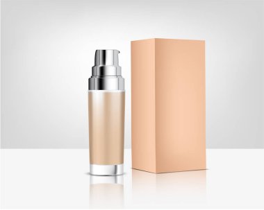 Şişe Pompası Gerçekçi Organik Kozmetik ve Cilt Ürünleri için Kutu Çizimi. Sağlık ve Tıp Konsepti Tasarımı.