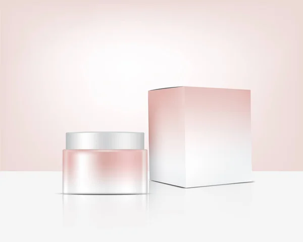 Jar Mock Realistic Rose Gold Organic Cosmetic Box Skincare Información — Archivo Imágenes Vectoriales