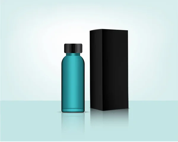 ボトルモックアップ現実的な有機化粧品とスキンケア製品の背景イラストのためのボックス ヘルスケアと医療のコンセプトデザイン — ストックベクタ