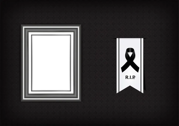 Mock Gyászszimbólum Fekete Tisztelet Szalag Keret Textúra Háttér Banner Nyugodj — Stock Vector