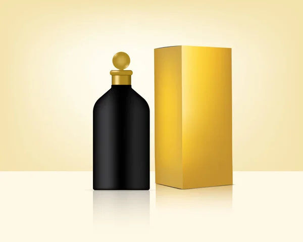 Bottle Mock Realistic Gold Cosmetic Box Skincare Product Background Illustration — 스톡 벡터