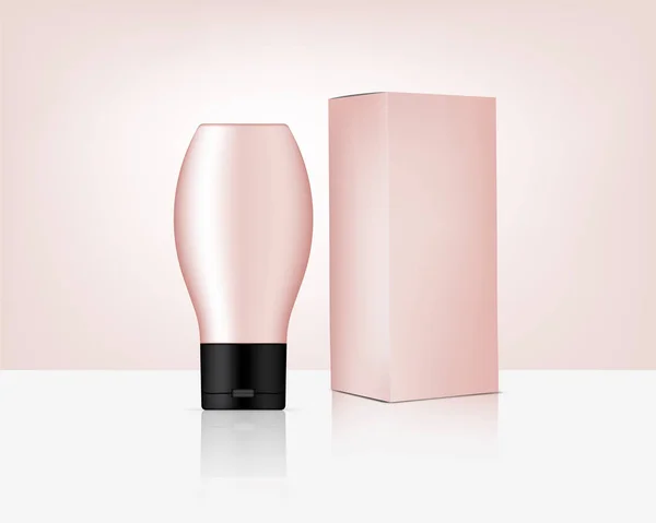 Flasche Attrappe Realistische Roségold Kosmetik Und Box Für Hautpflege Produkt — Stockvektor