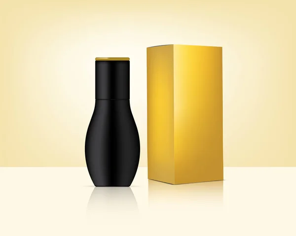 Flasche Attrappe Realistische Gold Kosmetik Und Box Für Hautpflege Produkt — Stockvektor