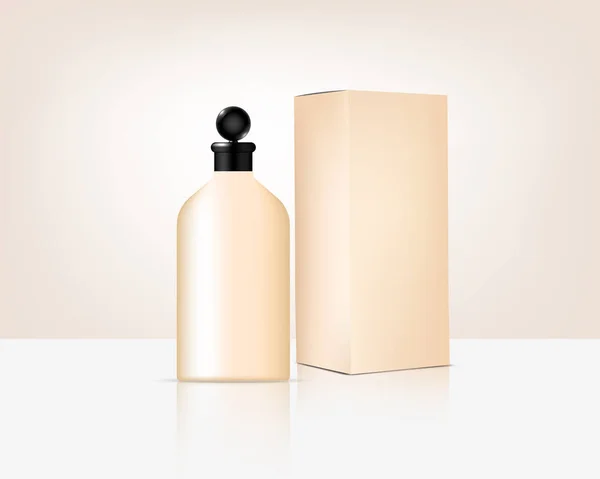 Flasche Attrappe Realistische Bio Kosmetik Und Box Für Hautpflege Produkt — Stockvektor