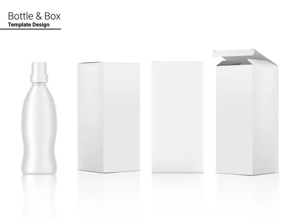 Bottle Mock Realistic Cosmetic Box Skincare Product White Background Illustration — ストックベクタ