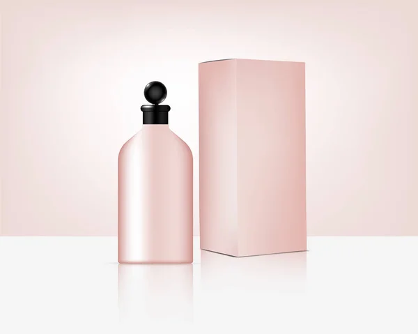 Bottle Mock Realistic Organic Rose Gold Cosmetic Box Skincare Product — Stock vektor