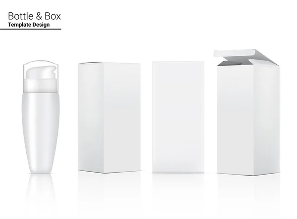 Pump Bottle Mock Ρεαλιστικό Καλλυντικό Και Κουτί Για Προϊόν Περιποίησης — Διανυσματικό Αρχείο