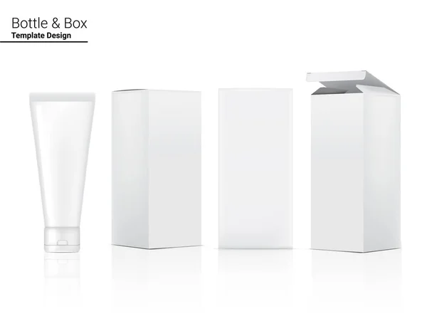 Tube Mock Realistic Cosmetic Box Skincare Producto Sobre Fondo Blanco — Archivo Imágenes Vectoriales