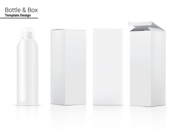Püskürtme Şişesi Gerçekçi Kozmetik ve Cilt Ürünleri İçin Kutu ya da Beyaz Arkaplan Resimlerinde İlaç. Sağlık ve Tıp Konsepti Tasarımı.
