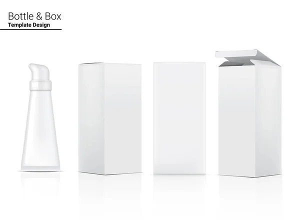 チューブモックアップ現実的な化粧品と白い背景イラストのスキンケア製品のためのボックス ヘルスケアと医療のコンセプトデザイン — ストックベクタ