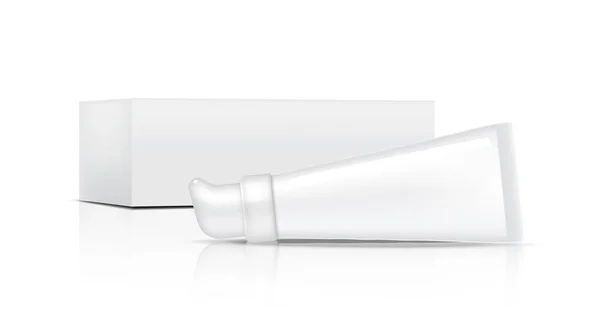 Tube Mock Ρεαλιστικό Καλλυντικό Και Κουτί Για Προϊόν Skincare Λευκό — Διανυσματικό Αρχείο