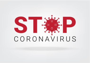 İzole edilmiş beyaz arkaplan vektörü Illustration üzerinde dur işareti olan Corona Virüs Molekülü veya Covid-19. Sağlık, Tıbbi ve Bilimsel Tasarım.