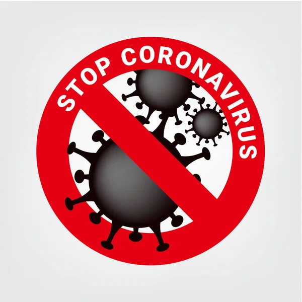 Proteggere Corona Virus Molecule Covid Con Stop Sign Isolato Bianco — Vettoriale Stock